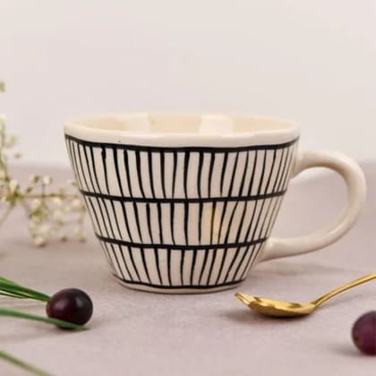 Black Striped Mugs-275 ML / Black & White / Ceramic