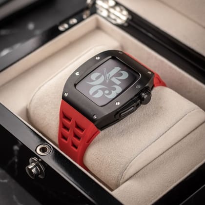 45MM Sports Edition Luxury iWatch Case: Black-Red