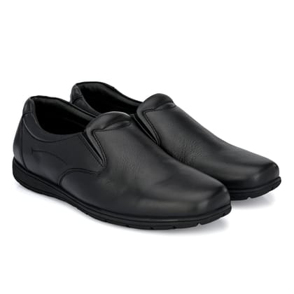 Egoss Comfortable Leather Slip On Shoes For Men-6 / Black / Regular