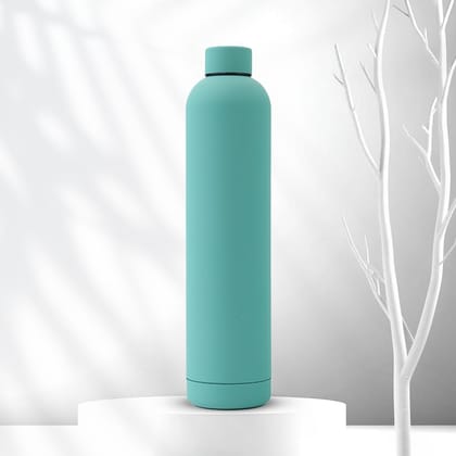 Kuber Industries Water Bottle  Vacuum Insulated Travel Bottle  Hot  Cold Water Bottle  Smooth Rubber Finish Water Bottle  1 LTR  PC-23823B  Green-Kuber Industries Water Bottle | Vacuum Insulated 