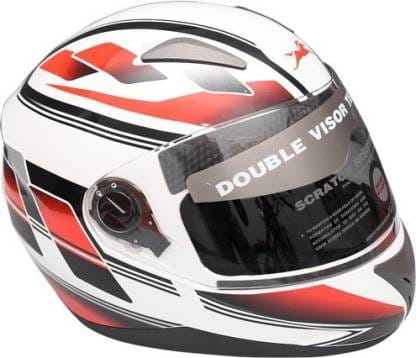 TVS Helmet Full Face Graphic 1 SE Motorbike Helmet (White and red)