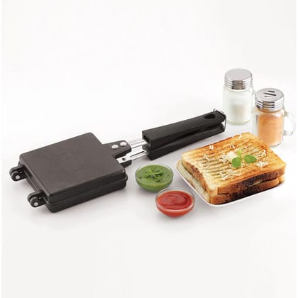 Komal Non Stick Jumbo 2-Cut Sandwich Gas Grill Toaster | Black