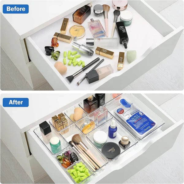 SortTray | Clear Drawer Organizer Tray-7 Trays