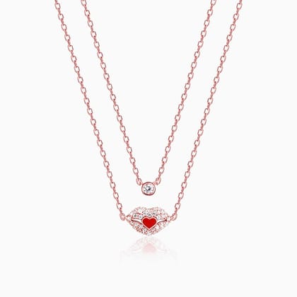 Rose Gold Kiss Of Love Layered Necklace