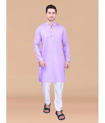 PRINTCULTR Purple Cotton Regular Fit Mens Kurta Pyjama Set ( Pack of 1 ) - None