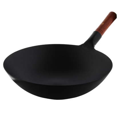 TRILONIUM Pre-Seasoned Carbon Steel Commercial Wok 36 cm, 1.7 kgs