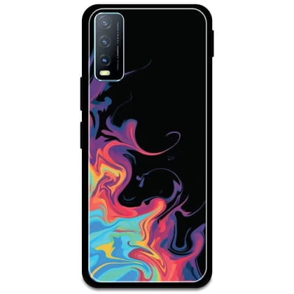 Rainbow Watermarble - Glossy Metal Silicone Case For Vivo Models-Vivo T1 Pro 5G