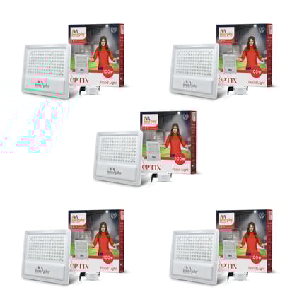 Murphy LED 100W OptiX Flood Light With Auto On/Off Day Night Light Sensor-Cool White / Pack of 5