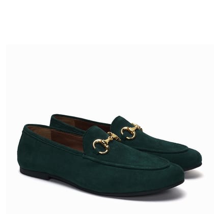 Women Slip-On Shoes in Green Suede Leather-36/3