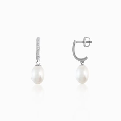 Silver Pearl Drop Earrings