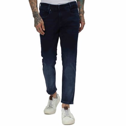 Mufti Dark Indigo Blue Ankle Length Denim Deluxe Stretch Jeans