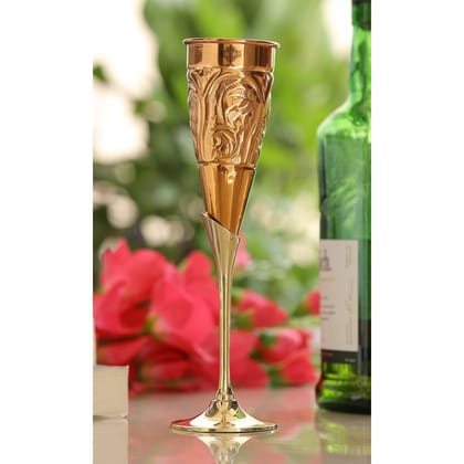 IndianArtVilla Handcrafted Pure Copper Designer Champagne Glass with Brass Stand, Barware, Drinkware-1