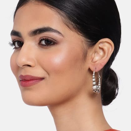 Silver-Toned Circular Hoop Earrings-Silver