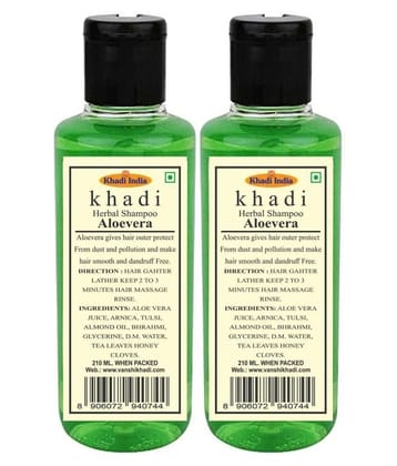 Khadi Herbal Aloevera Shampoo 420 mL Pack of 2