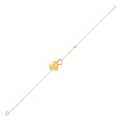 Senco Gold Dual Heart Diamond Bracelet