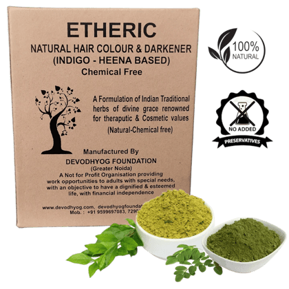 Etheric Natural Chemical Free - Indigo & Henna Powder based Hair Color Dye | Ammonia & PPD free