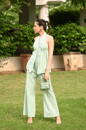 Basil co-ord set (Cotton Linen Co-ord Set)-XS / Green