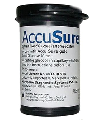 NSC AccuSure Gold 25 strips Bottle only without Outer Pack 08-Expiry March 2024