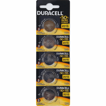 Duracell DL2016 (CR2016) Lithium Button Cell 3V Battery-Pack of 5