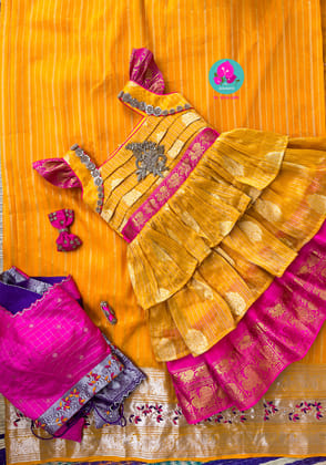Premium Tissue silk frock with pure pattu borders
