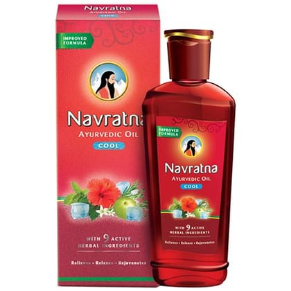 Navratna Ayurvedic Cool Oil - With 9 Active Ingredients, Relieves, Relaxes, Rejuvanates, 100 Ml