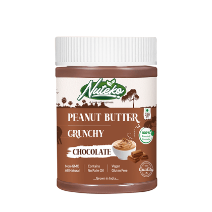 NUTEKO Chocolate Crunchy Peanut Butter 500GM, 100% Roasted Peanuts 25 g Protein No Refined Sugar Natural Gluten Free Cholesterol Free No Trans Fat High Fiber No Salt