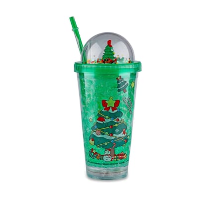 Festive Glow Christmas Light Up Tumbler-Green