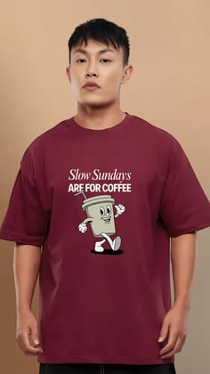 Slow Sunday Maroon Oversized Tshirt-S