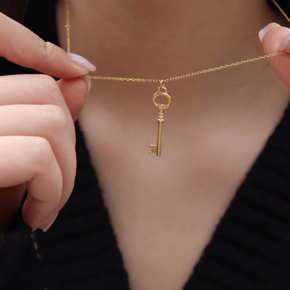 Gold Key Charm Necklace