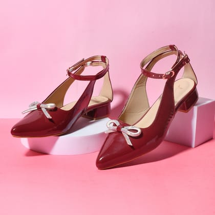 Derby Patent Ankle Strap Heel-Maroon / 3