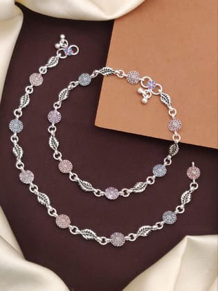 Women's Silver Plated Anklets-Free Size