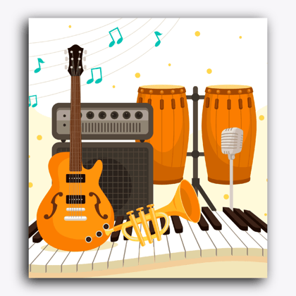 Musical Instruments-Without Frame / 18x20 inch / 24 Palette