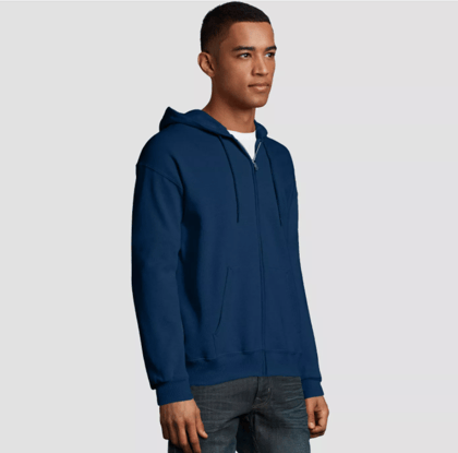 Navy With Zipper Hoodie-M / 38 INCH