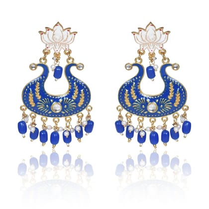 Nilu's Collection Handmade Ethnic Designer Blue Floral Jhumka for Women & Girls Jhumki Earring