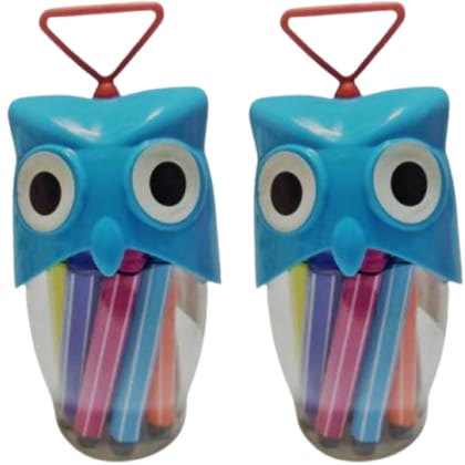 Sketch Pen with Owl Design | Sketch Pen Stationary Kit -For Birthday Party Return Gift-Pack of 2