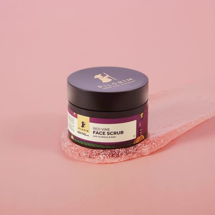 Pilgrim Red Vine Face Scrub with Mulberry & Aloe, 50.0 gm | 1.8 oz | Unclogs Pores | Boosts Circulation | Fights Ageing