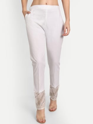 Women White Organic Cotton Trousers