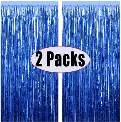 Foil Curtain BLUE ( 3 Ft By 6 Ft  ) - Pack Of 2