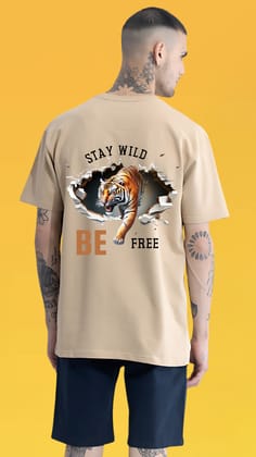 Stay Wild Beige Oversized Tshirt-S