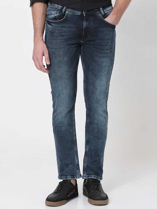 Mufti Blue Black Super Slim Fit Denim Deluxe Stretch Jeans