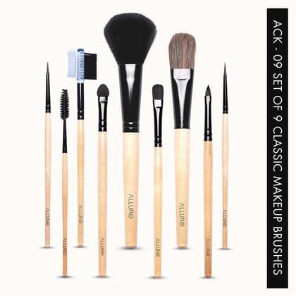 Allure Classic Ack-09 Pack Of 9 Makeup Brush With Travel Pouch