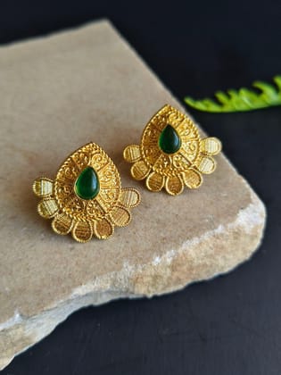 Elegant Gold Plated Stud Earrings for Daily Wear | Sarichka-Green