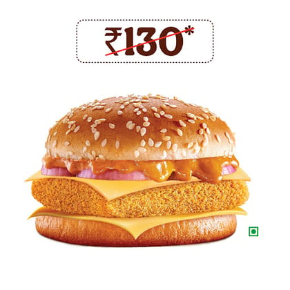 Veg Makhani Burst Double Cheese Burger.