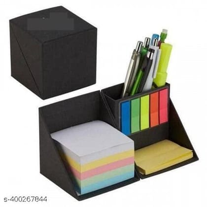 DALUCI Cube Style Foldable Sticky Memo Pads with Stationery Pen Holder, Sticky Note Pocket-size Memo Pad Soft Bound 100 Pages  (Multcolor)