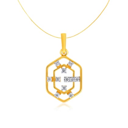 Senco Gold 18K Yellow Gold Sparkling Hexagonal Connections Diamond Pendant (Gold Weight -  1.6 g / 0.2 Ct / HI-SI)