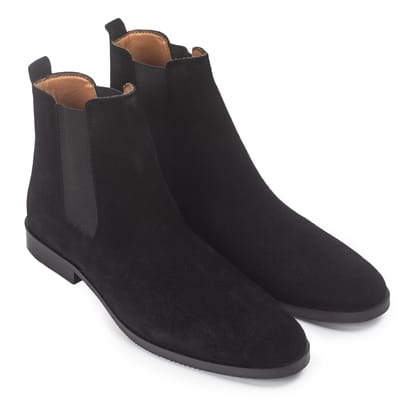 Suede-Leather Chelsea Boots (Black)-EU 41 / UK 7 / Black