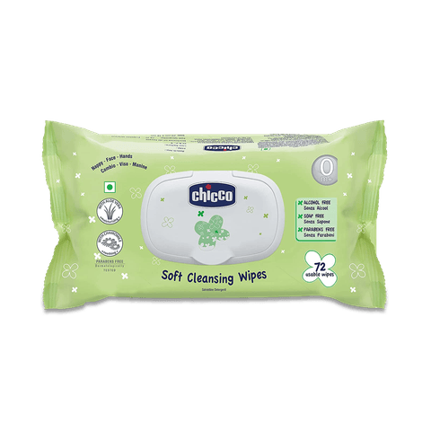 Chicco Baby Moments Soft Cleansing Wipes With Flip Cover, 72 Unit Pouch