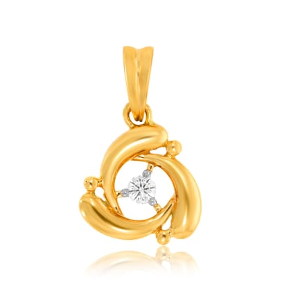 Senco Gold 14K Yellow Gold Winding Circle Diamond Pendant (Gold Weight - 1.6 g / 0.1 carat / GH-VVS)