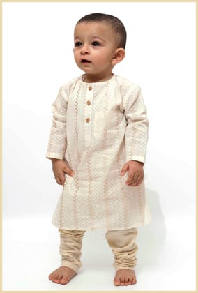 Set of 2 - Gold Zig-Zag Malmal Kurta Pyjama-3-6M