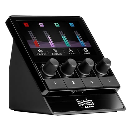 Hercules Stream 100, Intuitive audio controller to manage livestreams in real time, LCD Screen, high resolution encoders, 4